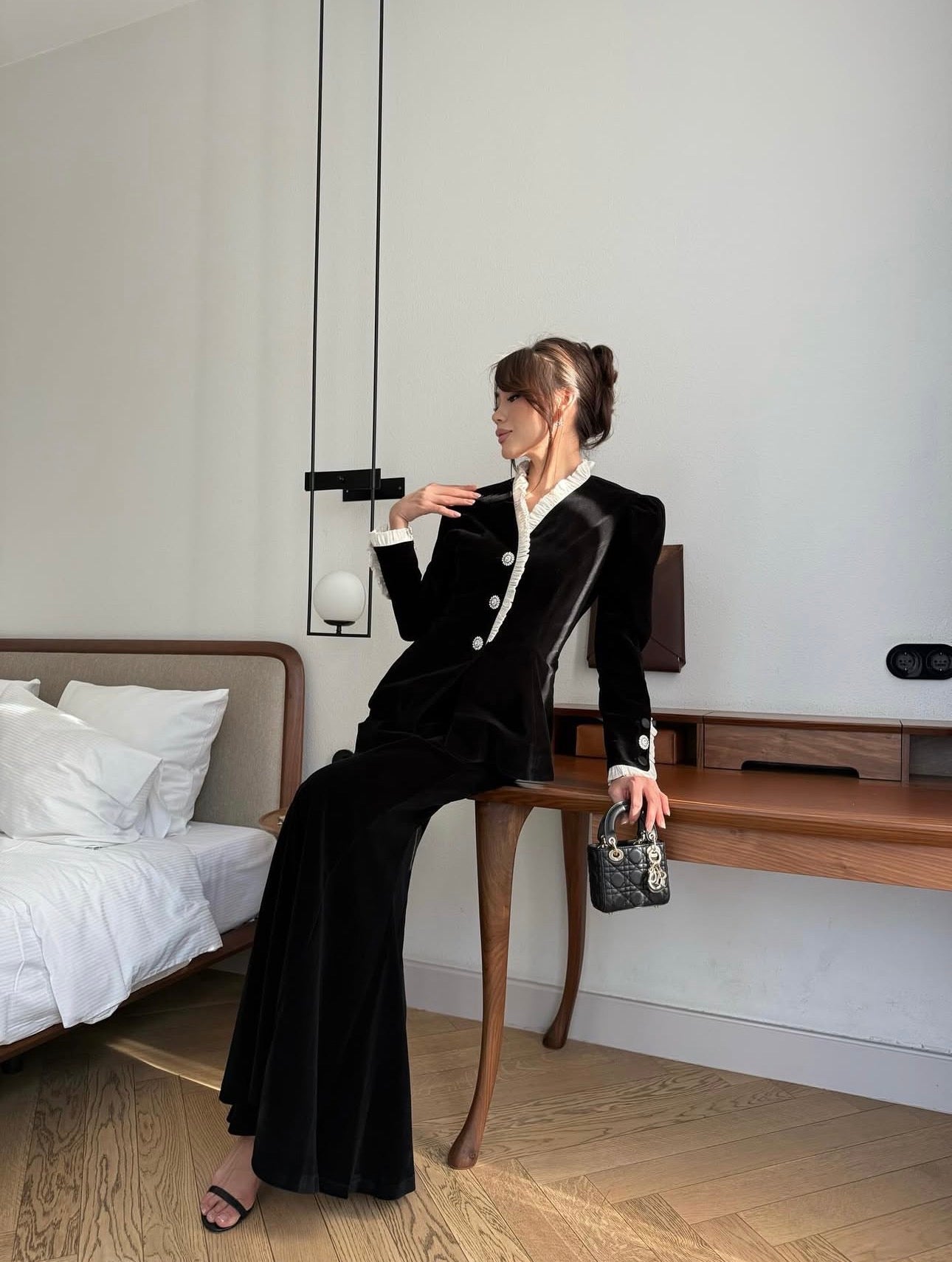 Black velvet suit