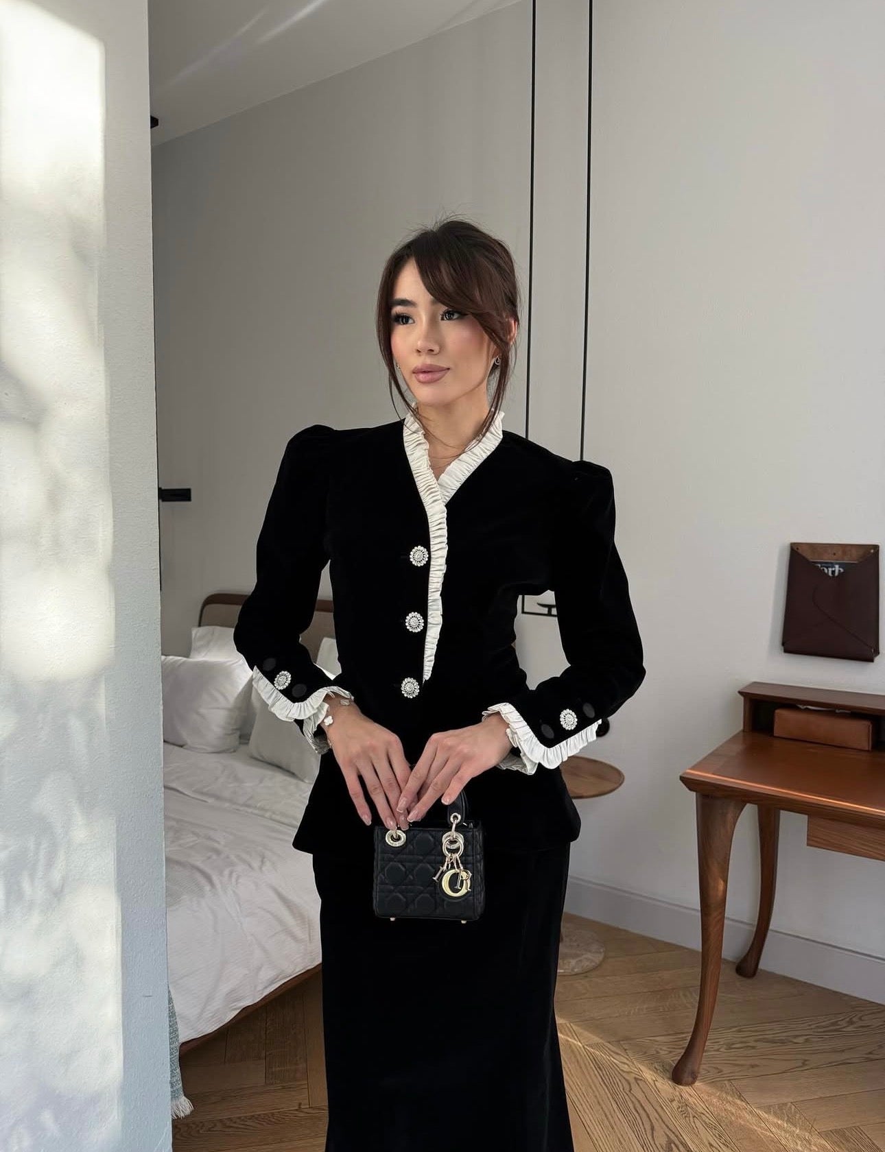 Black velvet suit