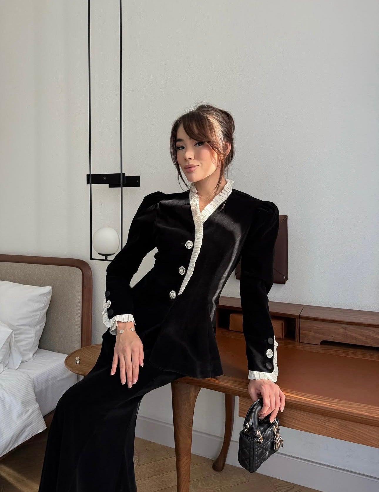 Black velvet suit