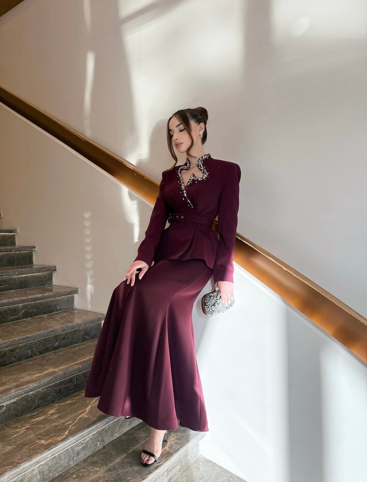 Plum skirt set
