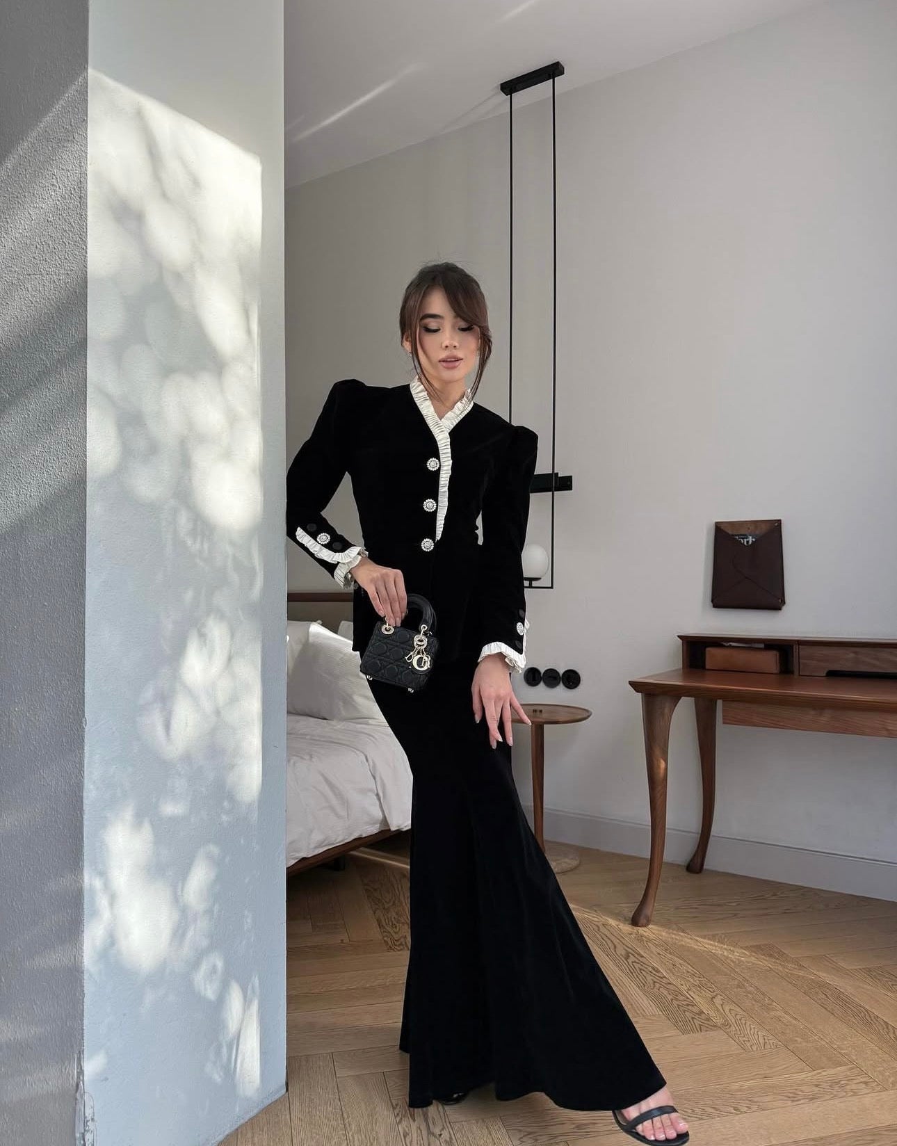 Black velvet suit