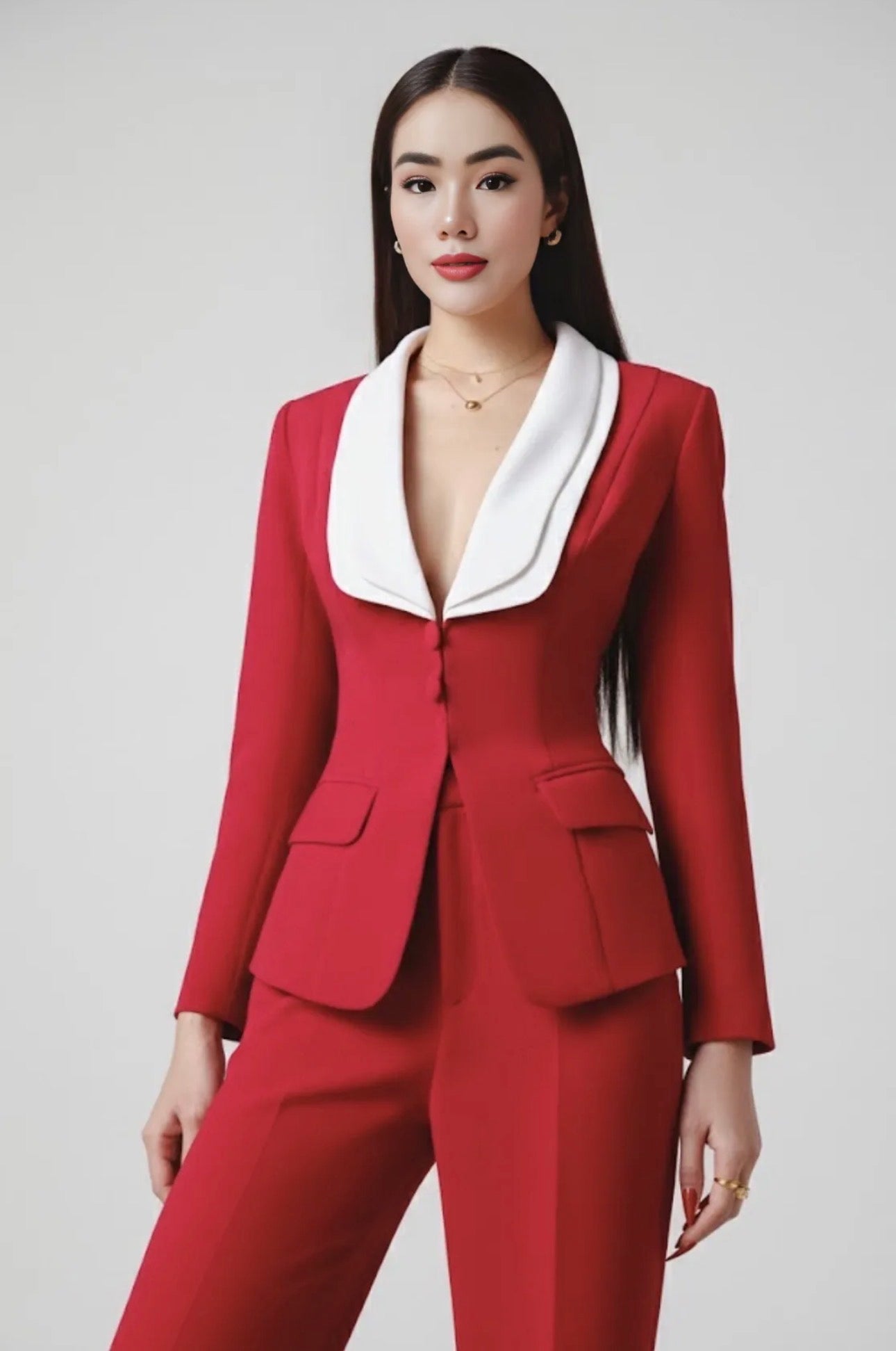 The Red pantsuit