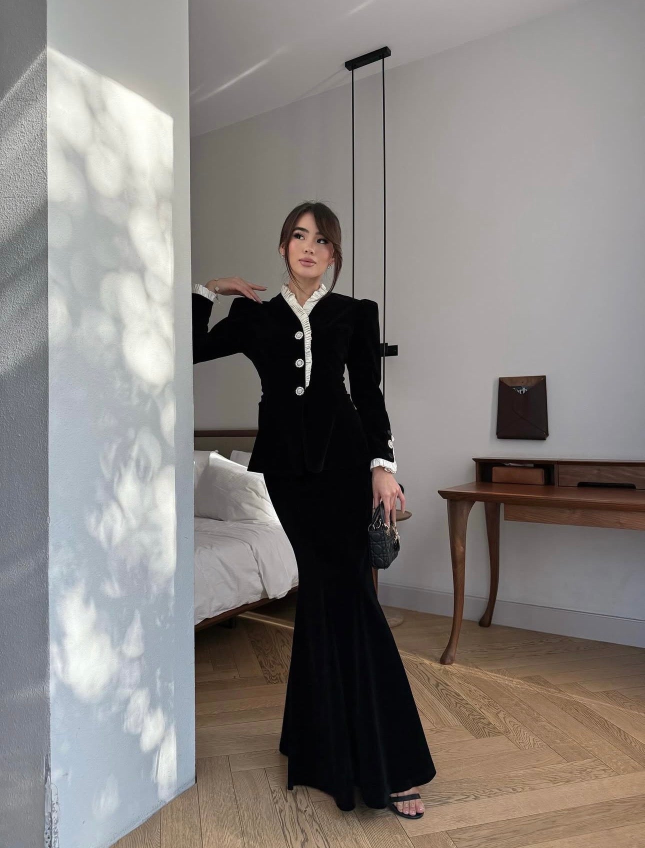 Black velvet suit