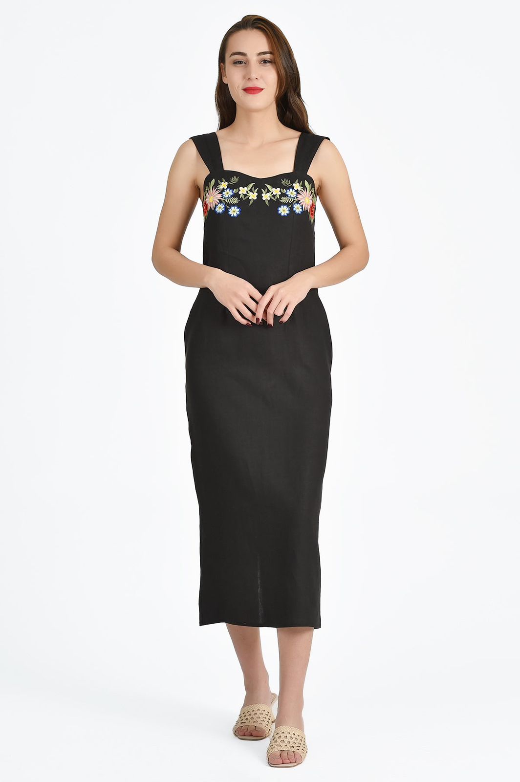 BLACK FLORAL BOW DRESS